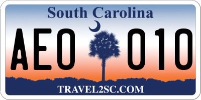 SC license plate AEO010