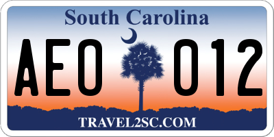 SC license plate AEO012