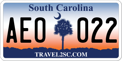SC license plate AEO022