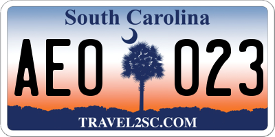 SC license plate AEO023