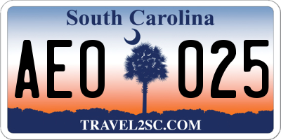SC license plate AEO025