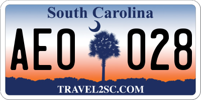 SC license plate AEO028