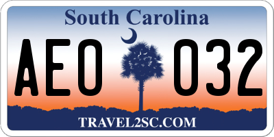 SC license plate AEO032