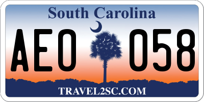 SC license plate AEO058