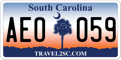 SC license plate AEO059