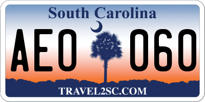 SC license plate AEO060