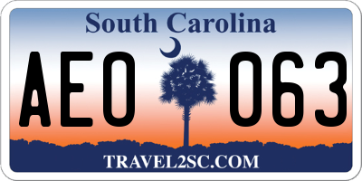 SC license plate AEO063