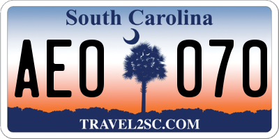 SC license plate AEO070