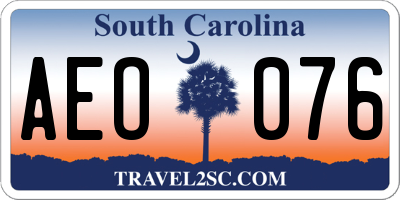 SC license plate AEO076