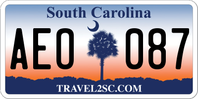 SC license plate AEO087