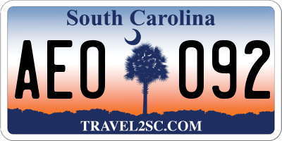 SC license plate AEO092