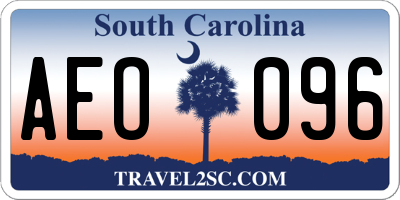 SC license plate AEO096