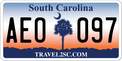 SC license plate AEO097