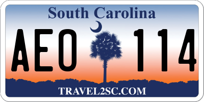 SC license plate AEO114