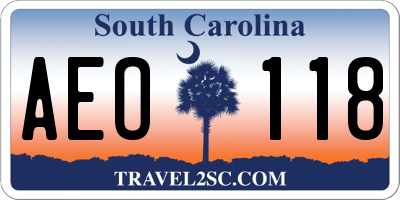 SC license plate AEO118