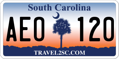 SC license plate AEO120