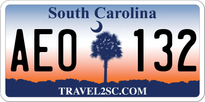 SC license plate AEO132