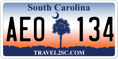 SC license plate AEO134