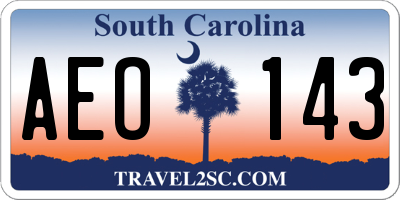 SC license plate AEO143