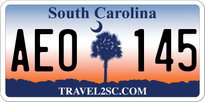 SC license plate AEO145