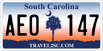 SC license plate AEO147