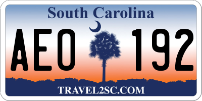SC license plate AEO192