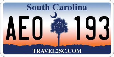 SC license plate AEO193