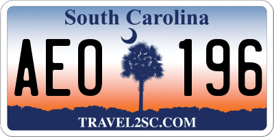 SC license plate AEO196