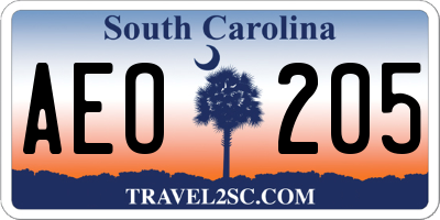SC license plate AEO205