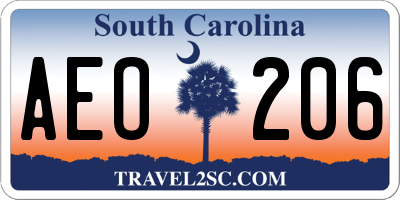 SC license plate AEO206