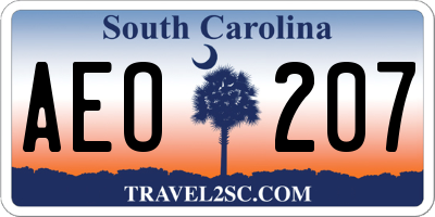 SC license plate AEO207