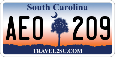 SC license plate AEO209