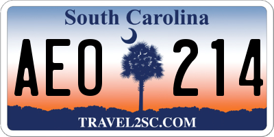 SC license plate AEO214