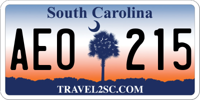 SC license plate AEO215