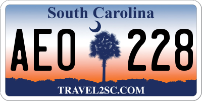 SC license plate AEO228