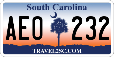 SC license plate AEO232