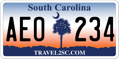 SC license plate AEO234