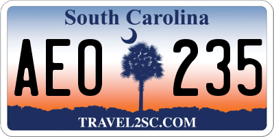 SC license plate AEO235