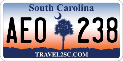 SC license plate AEO238