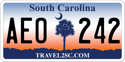 SC license plate AEO242