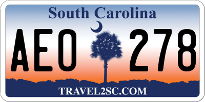 SC license plate AEO278