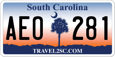 SC license plate AEO281