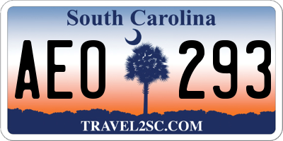 SC license plate AEO293