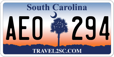 SC license plate AEO294