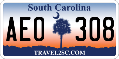 SC license plate AEO308