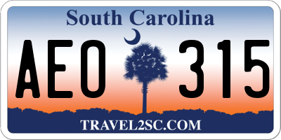 SC license plate AEO315