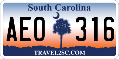 SC license plate AEO316