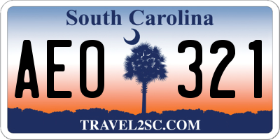 SC license plate AEO321