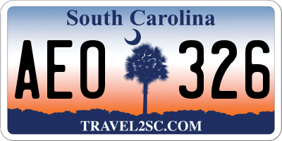 SC license plate AEO326