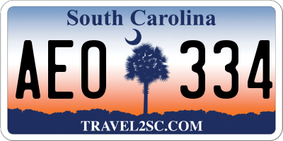 SC license plate AEO334